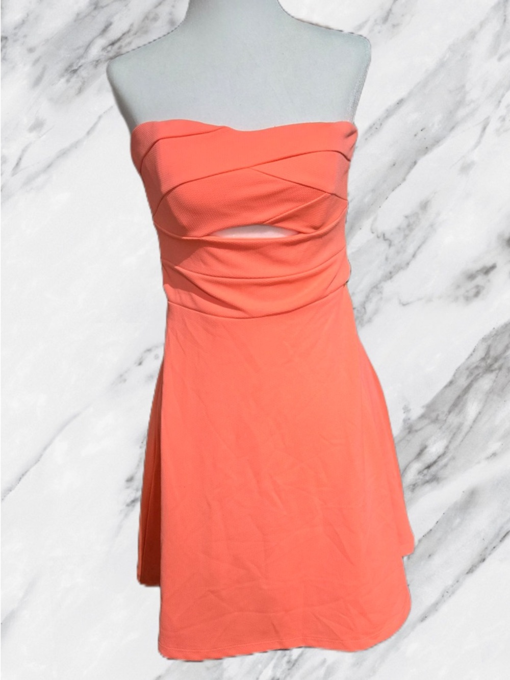 SWS Strapless Coral-Orange Mini Dress